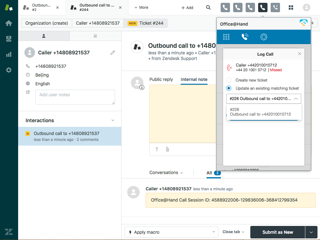 AT&T OfficeHand App Integration with Zendesk Support